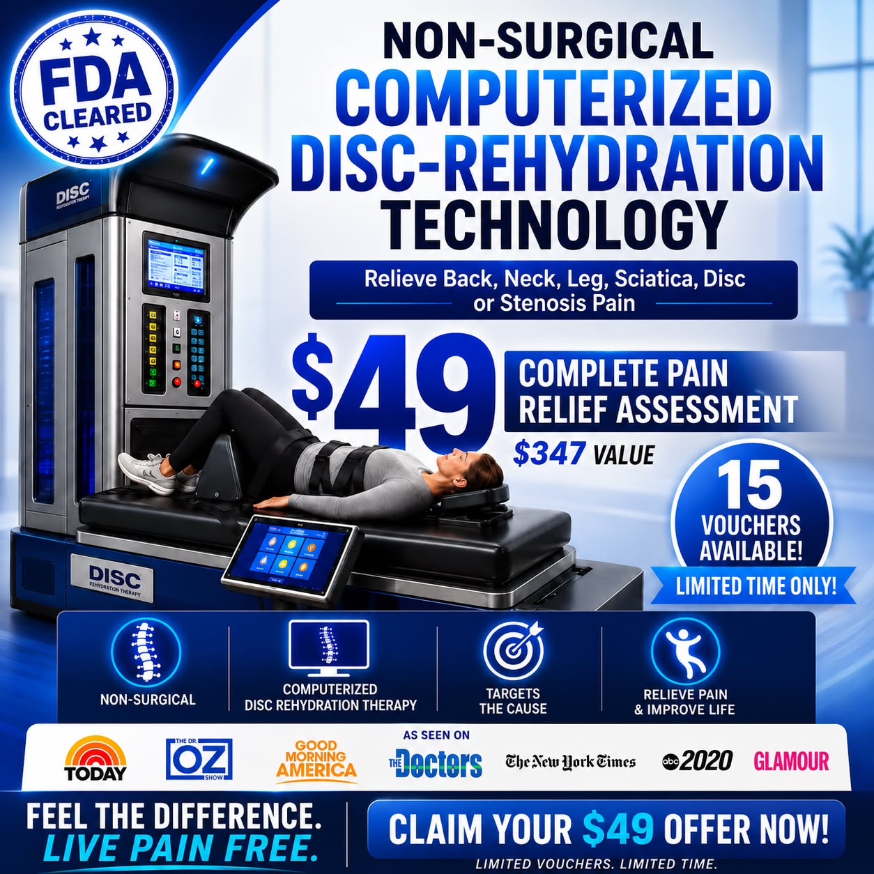Sciatica & disc ad creative for an anonymised sciatica & disc clinic · british columbia