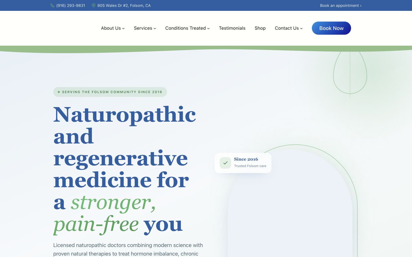 Embody Wellness regenerative medicine website homepage designed by Think Bullish